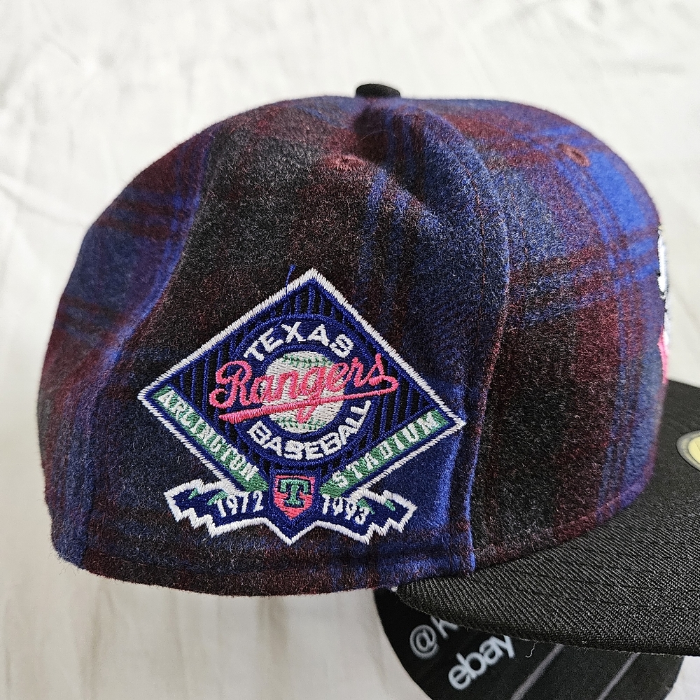 New Era Texas Rangers Baseball Cap Mascot Plaid Logo Size 7 3/4 - Picture 4 of 8